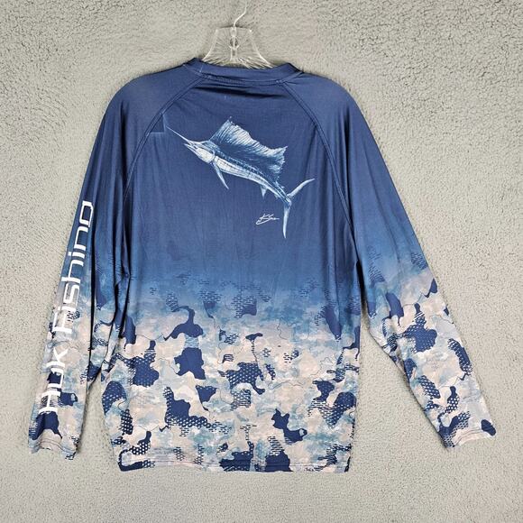 Huk Refraction Fish Fade Shirt Mens M Blue Pursuit Pattern Performance H1200368 - Picture 1 of 7